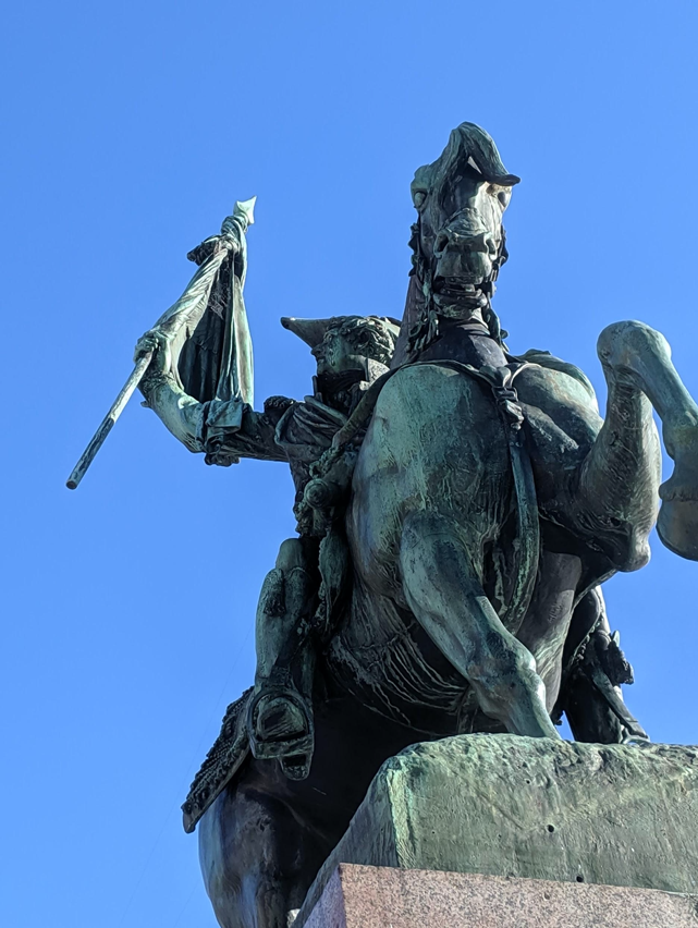 Manuel Belgrano statue, Plaza de Mayo, Buenos Aires, Argentina. Photographed by Jackson Beckerley in 2019. 
