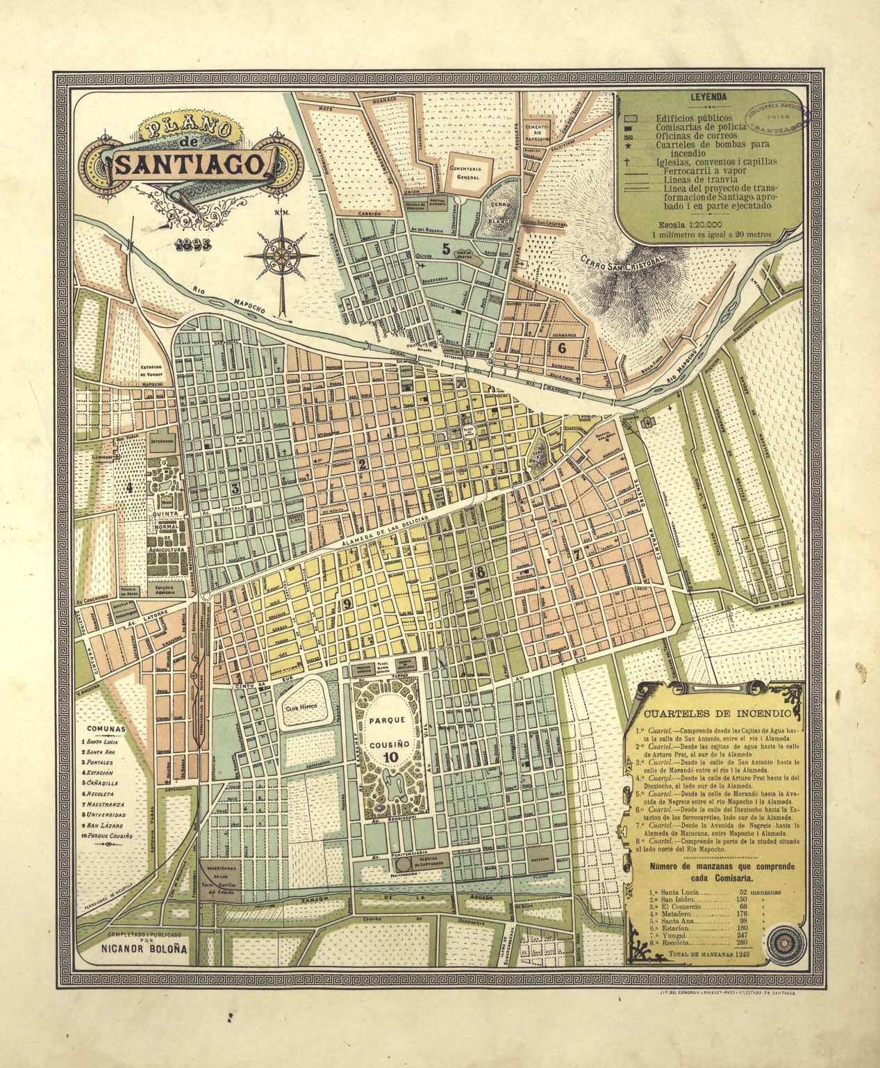 Map Of Santiago 1895   Plano De Santiago 1267x1536 