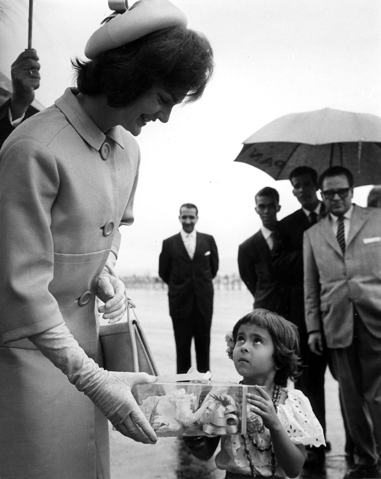 First lady receiving flowers